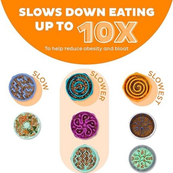 Slow Feeder: Outward Hound Fun Feeder Slo Bowl, Dog Bowl, Large - Picture 3 of 4